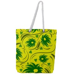 Folk Flowers Pattern  Full Print Rope Handle Tote (large) by Eskimos