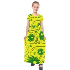 Folk Flowers Pattern  Kids  Short Sleeve Maxi Dress by Eskimos