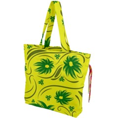 Folk Flowers Pattern  Drawstring Tote Bag by Eskimos