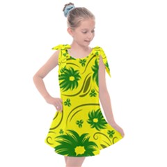 Folk Flowers Pattern  Kids  Tie Up Tunic Dress by Eskimos