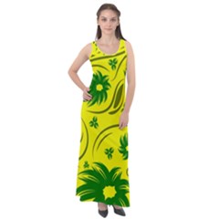 Folk Flowers Pattern  Sleeveless Velour Maxi Dress by Eskimos