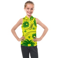 Folk Flowers Pattern  Kids  Sleeveless Polo Tee