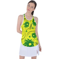 Folk Flowers Pattern  Racer Back Mesh Tank Top by Eskimos