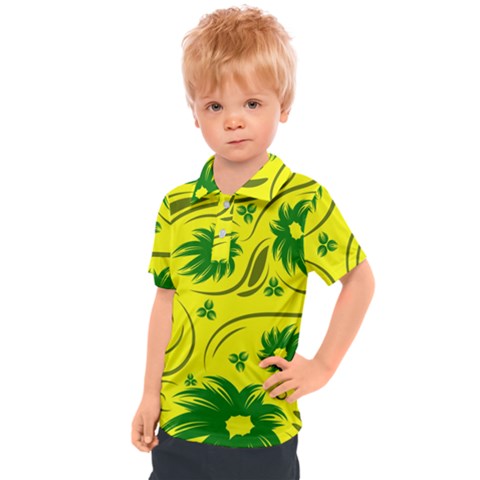 Folk Flowers Pattern  Kids  Polo Tee by Eskimos