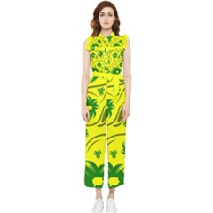 Folk Flowers Pattern  Women s Frill Top Jumpsuit by Eskimos