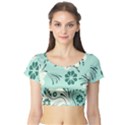 Folk flowers pattern  Short Sleeve Crop Top View1