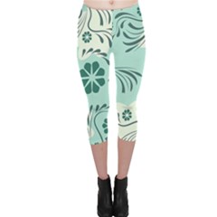 Folk Flowers Pattern  Capri Leggings  by Eskimos