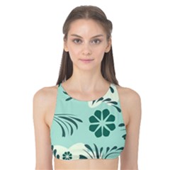 Folk Flowers Pattern  Tank Bikini Top by Eskimos