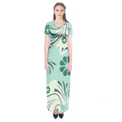 Folk Flowers Pattern  Short Sleeve Maxi Dress by Eskimos