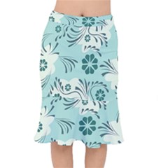 Folk Flowers Pattern  Short Mermaid Skirt by Eskimos