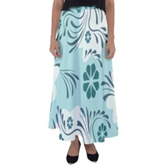 Folk Flowers Pattern  Flared Maxi Skirt by Eskimos