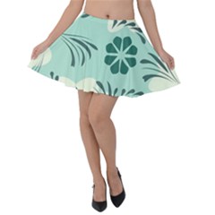 Folk Flowers Pattern  Velvet Skater Skirt by Eskimos