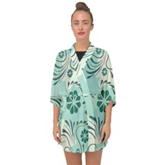 Folk Flowers Pattern  Half Sleeve Chiffon Kimono by Eskimos