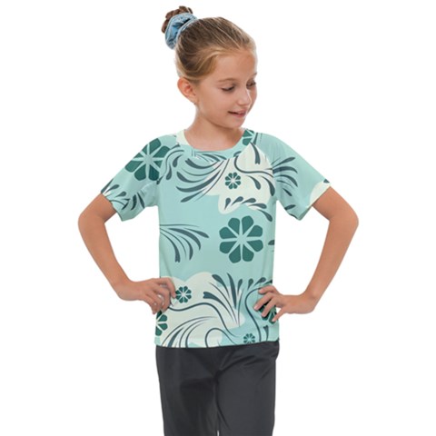 Folk Flowers Pattern  Kids  Mesh Piece Tee by Eskimos