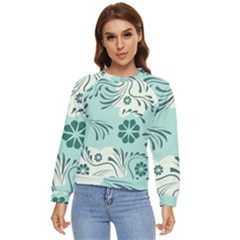 Folk Flowers Pattern  Women s Long Sleeve Raglan Tee