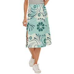 Folk Flowers Pattern  Midi Panel Skirt by Eskimos