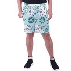 Folk Flowers Pattern  Men s Pocket Shorts