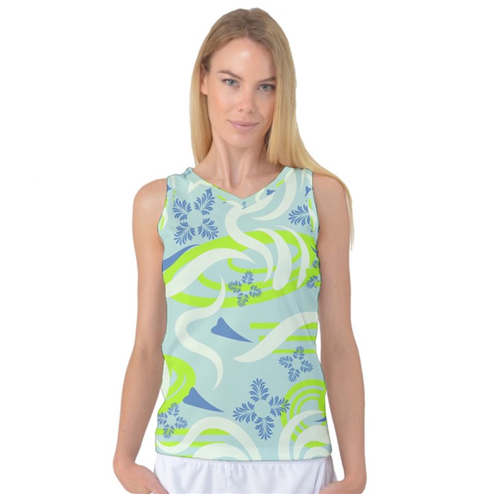 Folk flowers pattern  Women s Basketball Tank Top