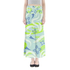 Folk Flowers Pattern  Full Length Maxi Skirt by Eskimos