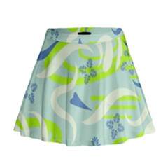 Folk Flowers Pattern  Mini Flare Skirt by Eskimos