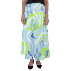 Folk Flowers Pattern  Flared Maxi Skirt by Eskimos