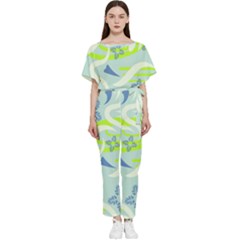 Folk Flowers Pattern  Batwing Lightweight Jumpsuit