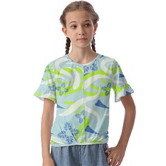 Folk Flowers Pattern  Kids  Cuff Sleeve Scrunch Bottom Tee