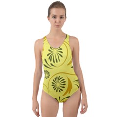 Folk Flowers Pattern  Cut-out Back One Piece Swimsuit by Eskimos