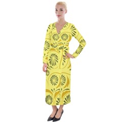 Folk Flowers Pattern  Velvet Maxi Wrap Dress by Eskimos