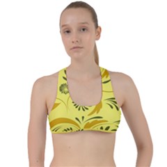 Folk Flowers Pattern  Criss Cross Racerback Sports Bra by Eskimos