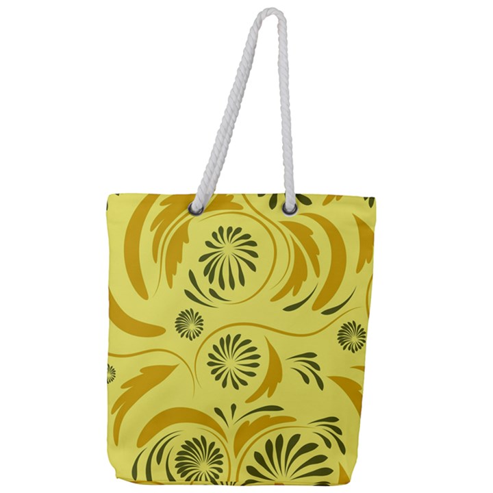 Folk flowers pattern  Full Print Rope Handle Tote (Large)