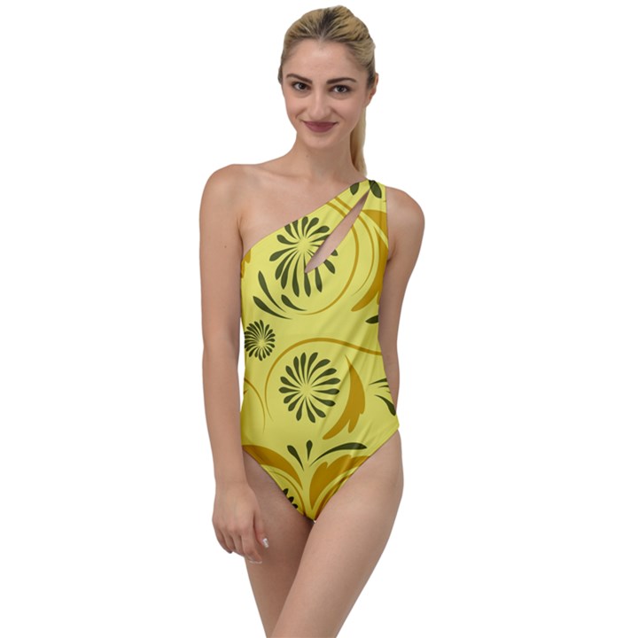 Folk flowers pattern  To One Side Swimsuit