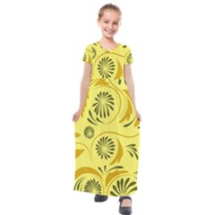 Folk Flowers Pattern  Kids  Short Sleeve Maxi Dress by Eskimos