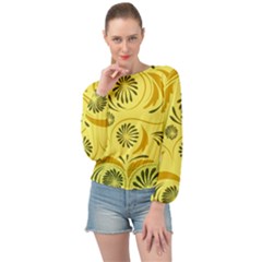 Folk Flowers Pattern  Banded Bottom Chiffon Top by Eskimos