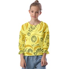 Folk Flowers Pattern  Kids  Cuff Sleeve Top