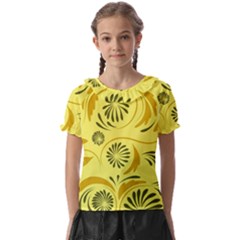 Folk Flowers Pattern  Kids  Frill Chiffon Blouse by Eskimos