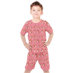 Cute Corgi Dogs Kids  Tee And Shorts Set by SychEva