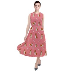 Cute Corgi Dogs Round Neck Boho Dress by SychEva