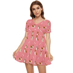 Cute Corgi Dogs Tiered Short Sleeve Mini Dress by SychEva