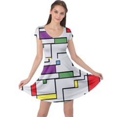 Colorful Rectangles Cap Sleeve Dress by LalyLauraFLM