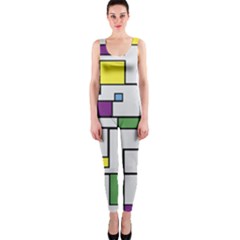 Colorful Rectangles One Piece Catsuit by LalyLauraFLM