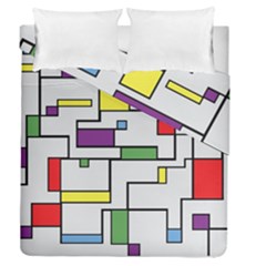 Colorful Rectangles Duvet Cover Double Side (queen Size) by LalyLauraFLM