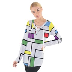 Colorful Rectangles Tie Up Tee by LalyLauraFLM