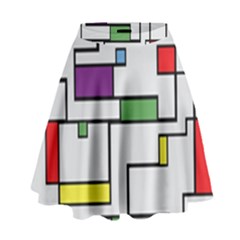 Colorful Rectangles High Waist Skirt by LalyLauraFLM