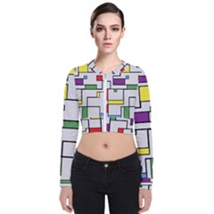 Colorful Rectangles Long Sleeve Zip Up Bomber Jacket by LalyLauraFLM