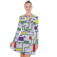 Colorful Rectangles Long Sleeve Panel Dress by LalyLauraFLM