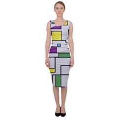 Colorful Rectangles Sleeveless Pencil Dress by LalyLauraFLM