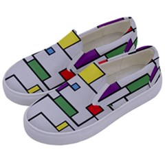 Colorful Rectangles Kids  Canvas Slip Ons by LalyLauraFLM