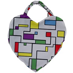 Colorful Rectangles Giant Heart Shaped Tote by LalyLauraFLM