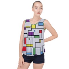 Colorful Rectangles Bubble Hem Chiffon Tank Top by LalyLauraFLM